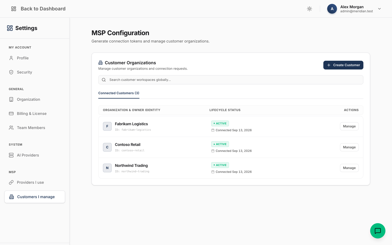 MSP Connected Providers Dashboard