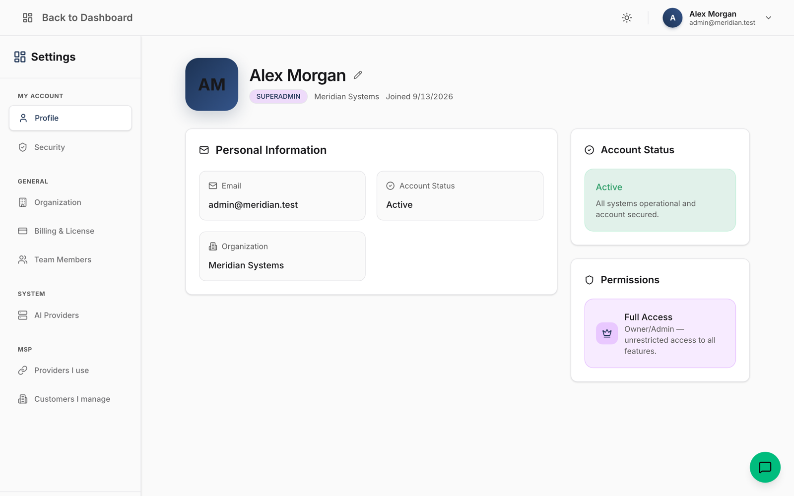 Organization Settings